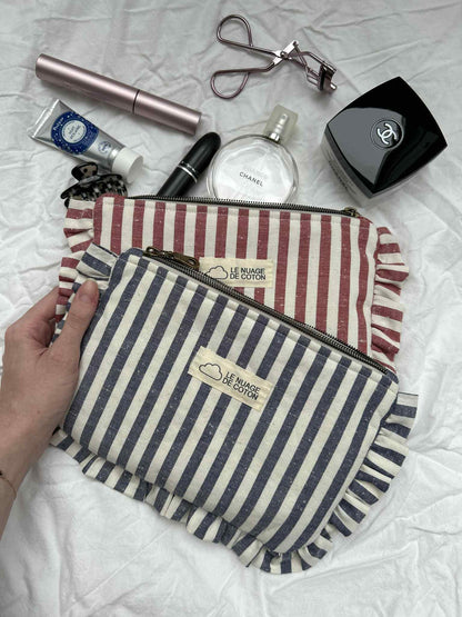 Pochette à volants bleue et blanche